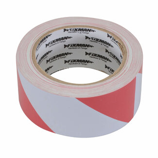 Fixman veiligheidstape - anti-slip en veiligheidsmarkering - 50 mm x 33 m - PVC - rood-wit - voor vloermarkering