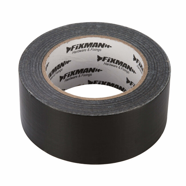Fixman Ducttape - polyethyleen-gecoat gaas - extra sterk en waterbestendig - 50 mm x 50 meter - zwart - voor reparaties