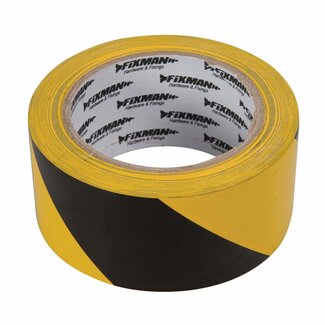 Fixman Markeringstape PVC met rubberlijm - 50 mm x 33 m - zwart-geel - slijt- en vochtvast - vloer- en gevarenmarkering