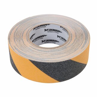 Fixman antisliptape - pvc met aluminiumoxide - water- en chemisch bestendig - 50 mm x 18 m - zwart/geel - traptreden