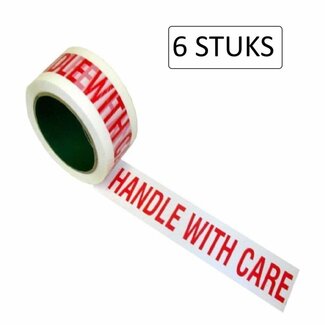Fixman Inpaktape - Handle With Care - 48 mm x 66 meter - 6 stuks - wit met rode letters Fixman Inpaktape - Handle With Care - 48 mm x 66 meter - 6 stuks - wit met rode letters