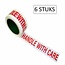 Fixman Inpaktape - Handle With Care - 48 mm x 66 meter - 6 stuks - wit met rode letters