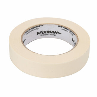 Fixman Afplaktape schilderstape - synthetisch rubber kleeflaag - 25 mm x 50 m - beige - geen kleefresten - voor schilderwerk