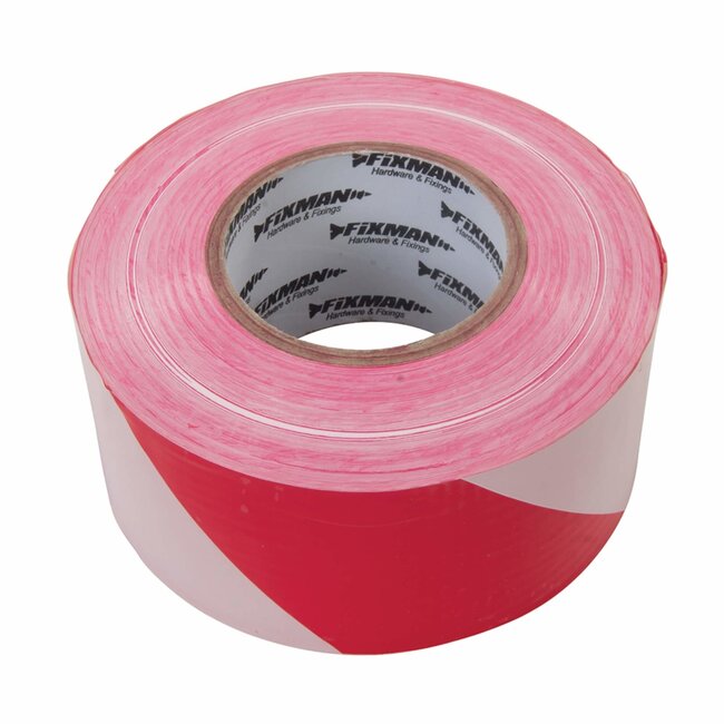 Fixman Extra robuust afzetlint - rood/wit - 70 mm x 500 m