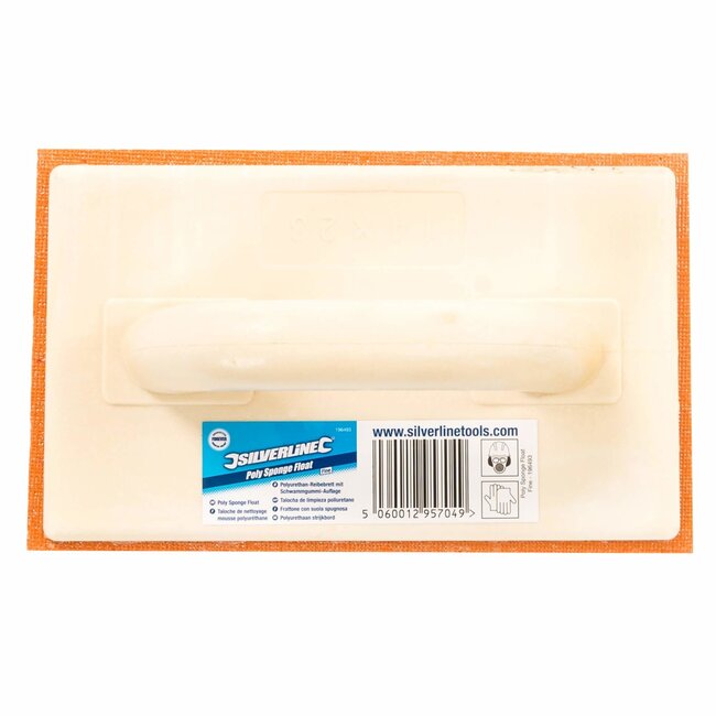 Silverline Sponsspaan - polyurethaan met rubber spons - lichtgewicht, voor gladstrijken - 14 x 23 cm - geel - gipsplaat en voegen