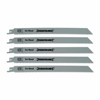 Silverline Reciprozaagbladen voor Hout - HCS - 5 TPI - 240 mm - 5 delig