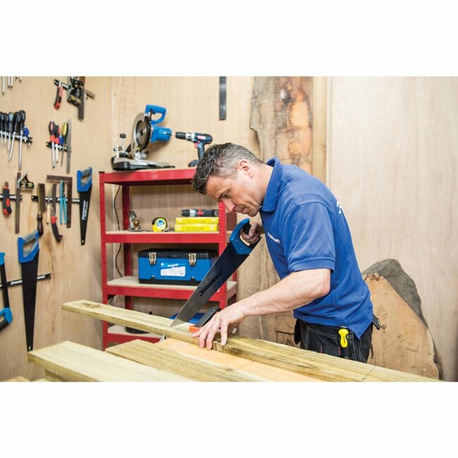 Silverline Handzaag - gehard staal - snelle, nauwkeurige zaagsneden - 550 mm - blauw - voor hard- en zachthout en plaatmateriaal