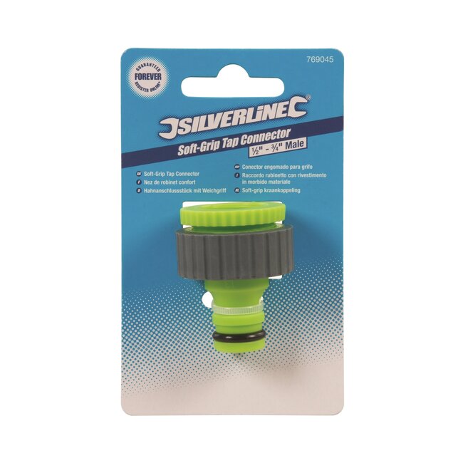 Silverline Softgrip kraankoppeling - vorstbestendig - 1/2" en 3/4" - mannelijk