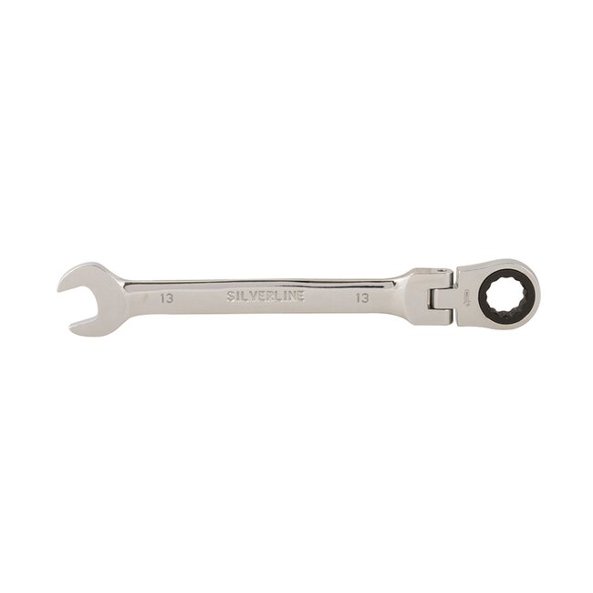 Silverline Flexibele steek-ringratelsleutel - 13 mm - 180 graden kantelbare kop - Hoogglans afwerking