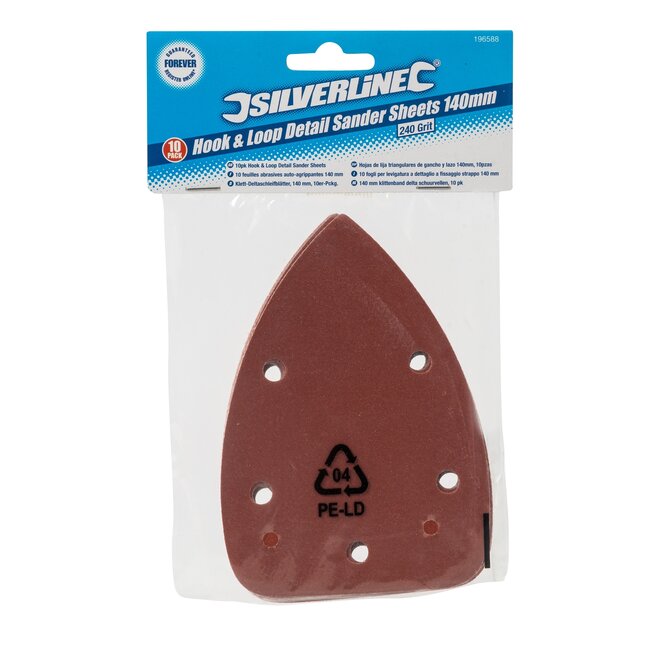 Silverline Delta schuurvellen aluminiumoxide klittenband korrel 240, 140 mm, bruin, 10 stuks, fijnschuren hout en metaal