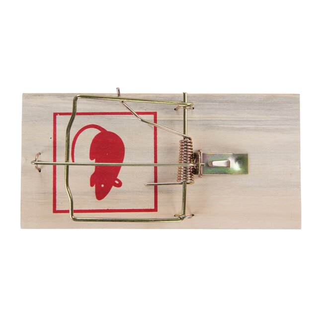 Fixman Rattenval - hardhout en metaal - herbruikbaar met krachtig veermechanisme - 17,5 cm - naturel - binnen/buiten