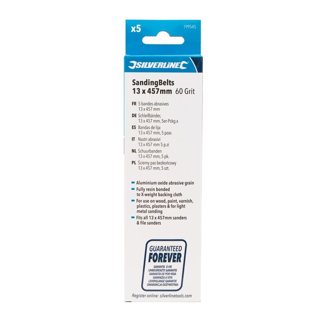 Silverline schuurbanden - aluminiumoxide - grof schuren - 13 x 457 mm - bruin - 5 stuks - voor hout, metaal en verf