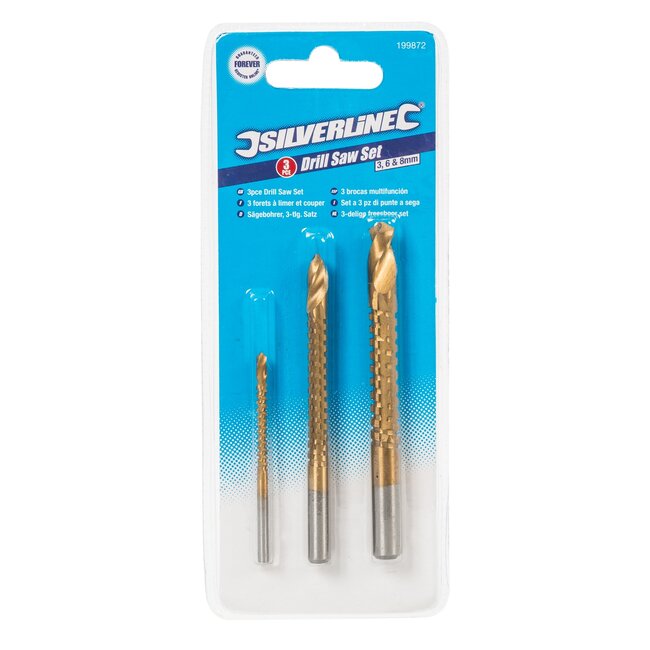 Silverline freesborenset - HSS TiN - 3, 6 en 8 mm - goudkleurig - 3-delig - boren en frezen in hout, kunststof en aluminium