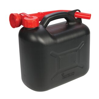 Silverline Brandstof jerrycan - kunststof - met flexibele schenktuit en drukventiel - 5 liter - zwart - voor auto en werkplaats