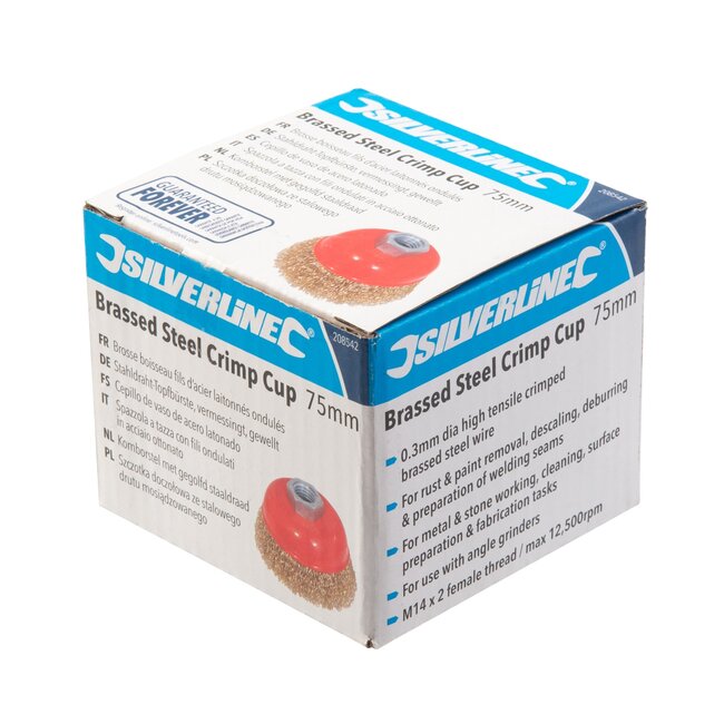 Silverline Komborstel haakse slijper - gegolfd staaldraad - 75 mm - staalgrijs - roest- en bramenverwijdering - metaal en steen