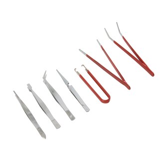 Silverline Pincet Set - Chroom Geplateerd - 7 delig