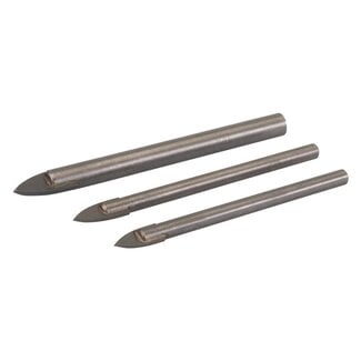 Silverline Set boorkoppen voor tegels en glas - hardmetalen punt - 3 maten - 3-delig