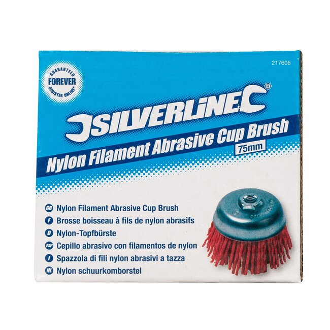 Silverline Schuurkomborstel 75 mm - nylon grof - vonkvrij ontbramen - M14 - voor haakse slijper, metaal en hout