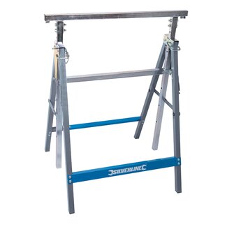 Silverline stalen schraag - zwaar uitgevoerd, verstelbaar en inklapbaar - 81-130 cm hoog, 68,5 cm breed - 150 kg - werkplaats