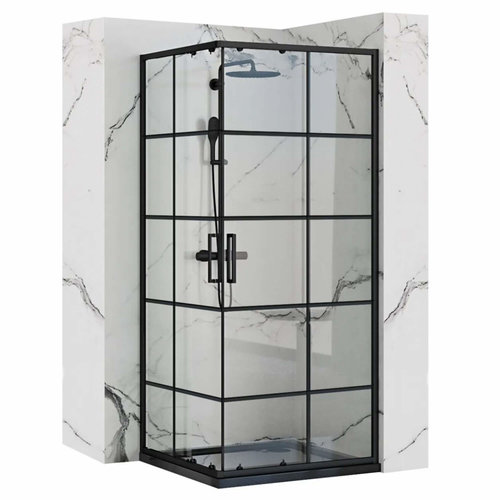 REA Concept Black Douchecabine met Schuifdeuren 80 x 100 x 190 cm - 5 mm Mat Zwart REA Concept Black Douchecabine met Schuifdeuren 80 x 100 x 190 cm - 5 mm Mat Zwart