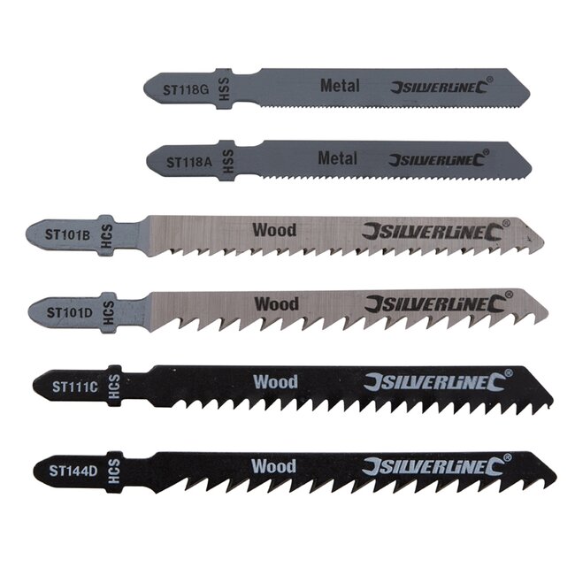 Silverline Set decoupeerzaagbladen - hout en metaal - T-schacht - 30-delig