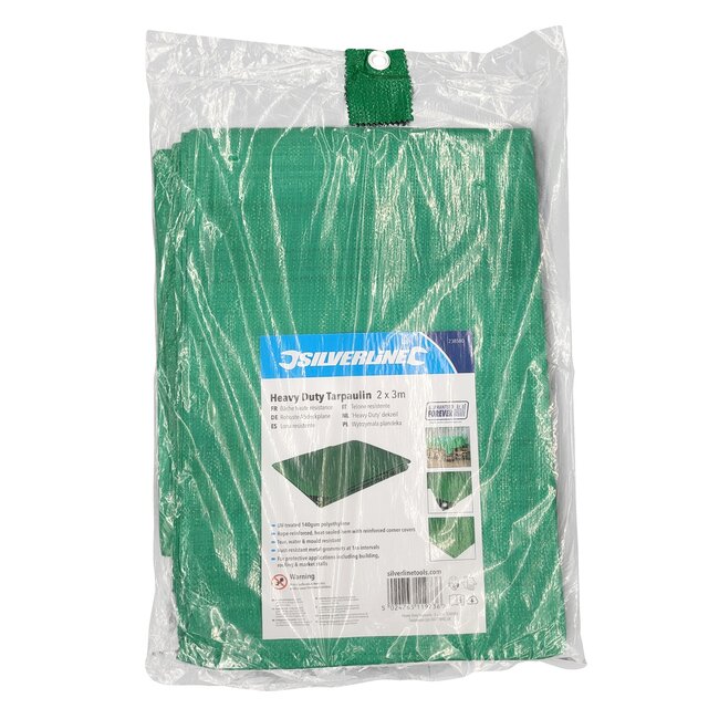 Silverline afdekzeil - polyethyleen - 200 x 300 cm - 140 g/m² - water-, uv- en schimmelbestendig - voor aanhanger en lading