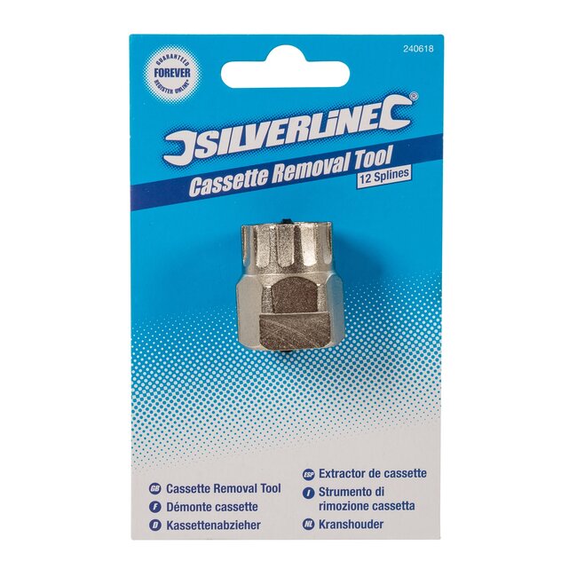 Silverline cassetteafnemer borgring - 12 tanden - 23,4 mm - chroom-vanadium staal - mat chroom - demontage fietscassettes