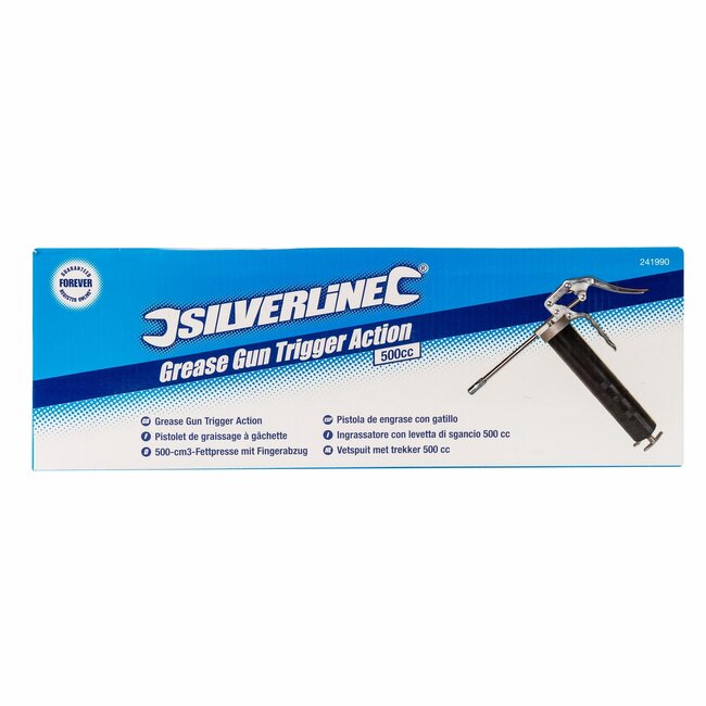 Silverline vetspuit met pistoolgreep - staal en aluminium - 500 ml - zilverkleurig - voor nauwkeurig smeren bij auto-onderhoud