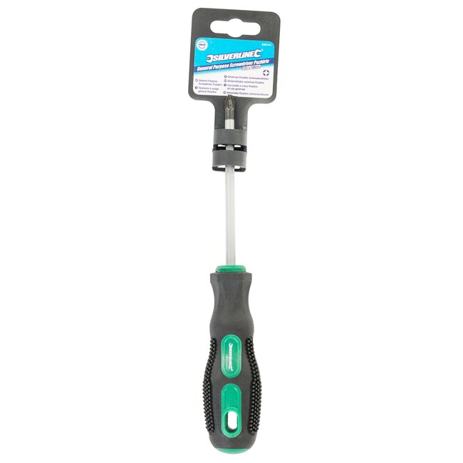 Silverline kruiskopschroevendraaier pozidriv PZ2 - chroom-vanadiumstaal - magnetische zwarte punt - 100 mm - voor kruiskopschroeven