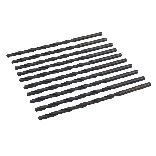 Silverline Lange metaalboor HSS-R - Ø 5 x 132 mm - 10 stuks - zwart oxide coating
