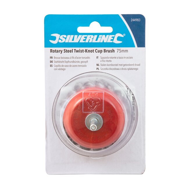 Silverline Komborstel - getordeerd staaldraad - roest verwijderen - diameter 7,5 cm - staalkleur - boormachine - schacht 6 mm, 3 cm