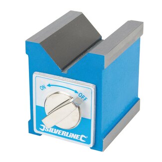 Silverline magnetisch V-blok - 70 x 60 x 70 mm - staal - 3 magnetische oppervlakken - staalkleurig - voor schuren en slijpen