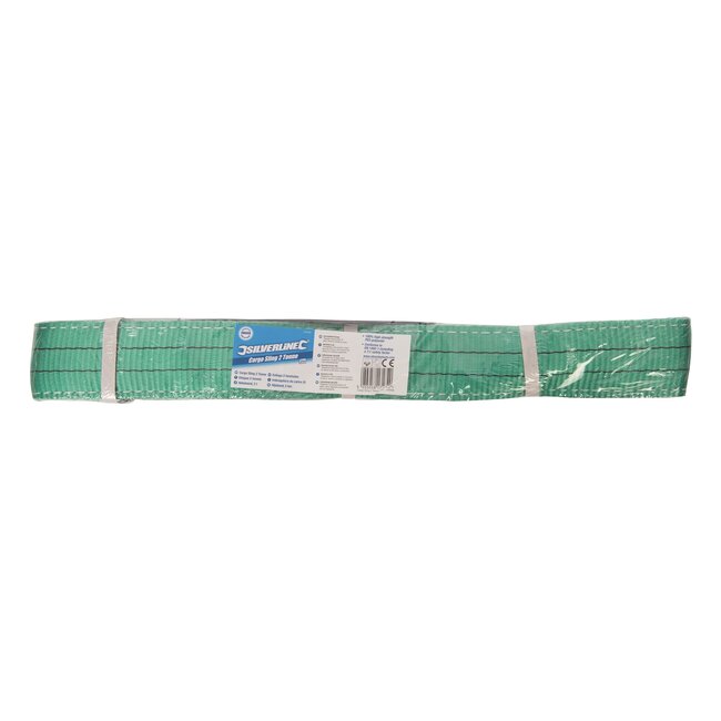 Silverline Hijsband met versterkte ogen - polyester - 2 ton draagkracht - 200 cm - groen - voor hijsen in bouw en logistiek