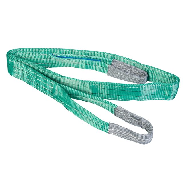Silverline Hijsband met versterkte ogen - polyester - 2 ton draagkracht - 200 cm - groen - voor hijsen in bouw en logistiek