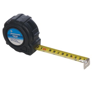 Silverline Rolmaat - Schokbestendig - 5 meter - 25 mm - Riemclip