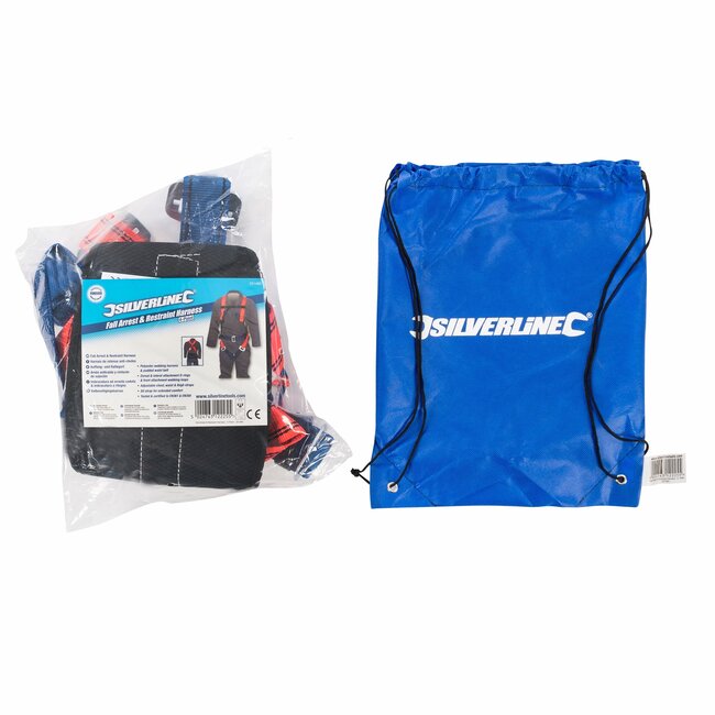 Silverline valbeveiligingsharnas - polyester - 4-punts, verstelbaar, gevoerde heupriem - 79-119 cm - zwart - hoogtewerk