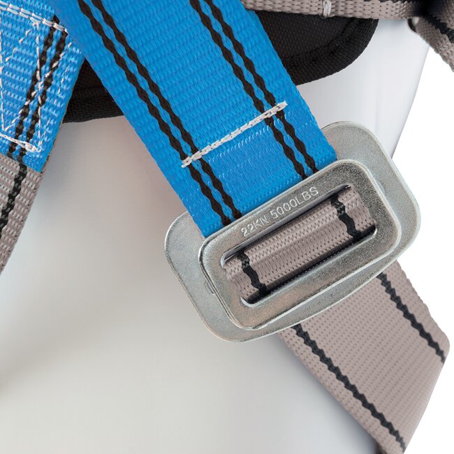 Silverline veiligheidsharnas set met vallijn - polyester/staal - met valdemper verstelbaar 81-119 cm - blauw - hoogtewerk