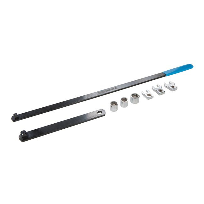 Silverline Set V-snaarsleutels - 8-delig - Lang handvat - Inclusief doppen en kraaienpoten