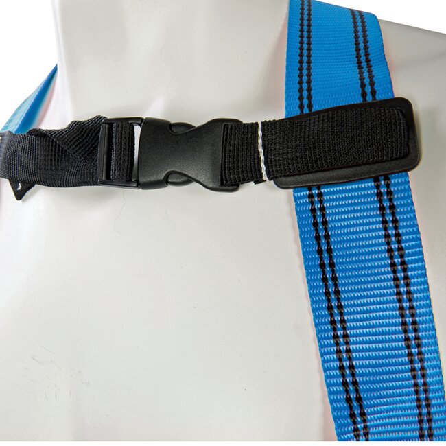 Silverline Valbeveiligingsharnas met vallijn - polyester - met schokdemper, verstelbaar - blauwe opbergtas - werken op hoogte