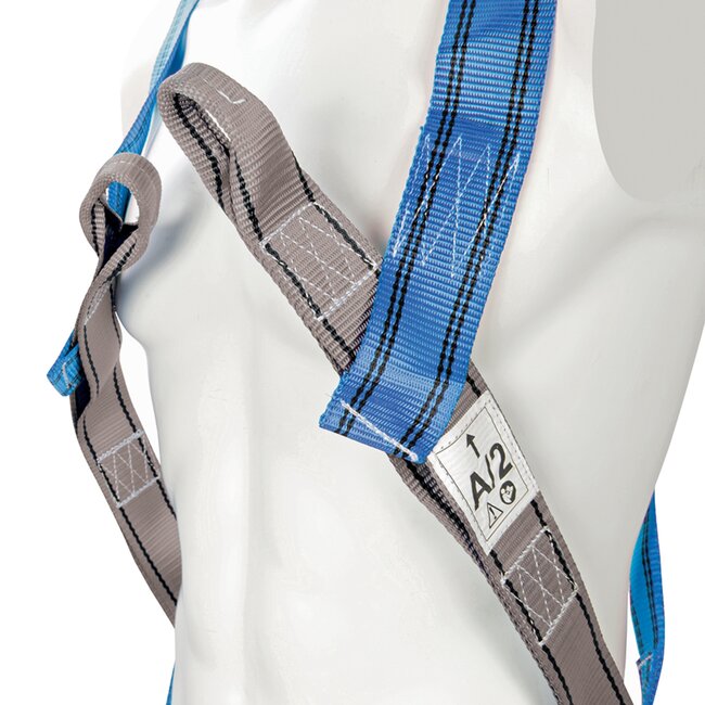 Silverline Valbeveiligingsharnas met vallijn - polyester - met schokdemper, verstelbaar - blauwe opbergtas - werken op hoogte