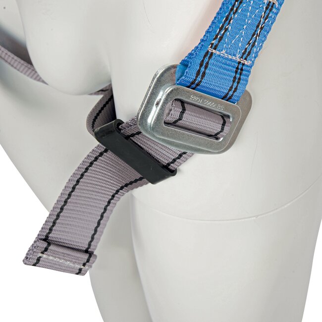 Silverline Valbeveiligingsharnas met vallijn - polyester - met schokdemper, verstelbaar - blauwe opbergtas - werken op hoogte