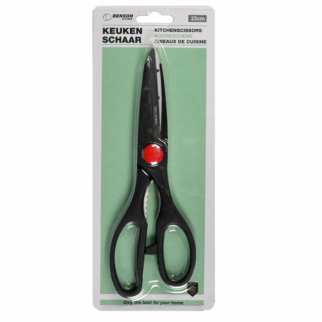 Benson Multifunctionele keukenschaar - 21 cm - RVS - ergonomisch - met notenkraker