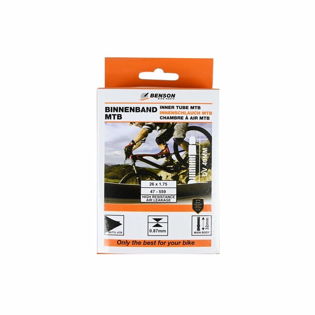 Benson Binnenband 26 x 1.75 - Butyl - Dunlop ventiel 40 mm - Zwart