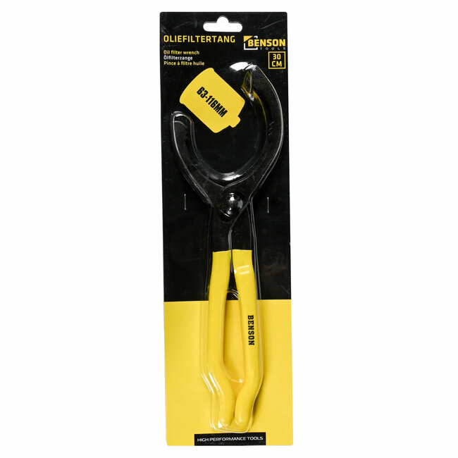 Benson Verstelbare oliefiltertang - rubberen handvat - zelfklemmend - 63-116 mm - geel