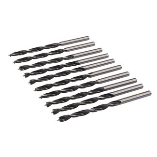 Silverline Precisie houtboren - 4 mm - 10 stuks - carbon staal - dubbele boorsporen