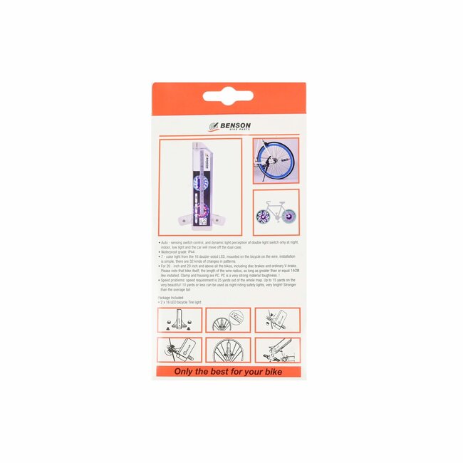 Benson Wiellicht - 16 LED's - 32 patronen - 4 kleuren - Exclusief batterijen