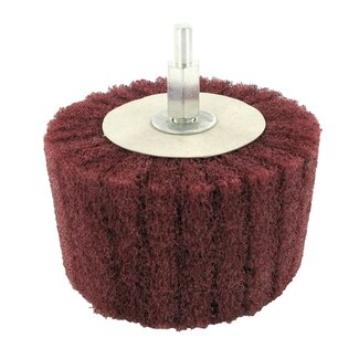 Silverline Schuurmop cilindervormig - slijtvaste nylon - korrel 240 voor fijn schuren - Ø 75 mm - 6 mm schacht - hout en metaal