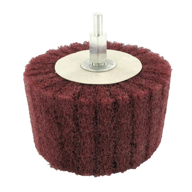 Silverline Schuurmop cilindervormig - slijtvaste nylon - korrel 240 voor fijn schuren - Ø 75 mm - 6 mm schacht - hout en metaal