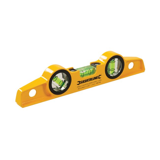 Silverline Steigerbouwers waterpas - 3 libellen - magnetisch - 250 mm - aluminium
