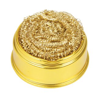 Silverline Soldeerpunt reinigingsset - messing wol - droog reinigen - 60 x 60 mm - goudkleurig - 2-delig - voor soldeerijzer